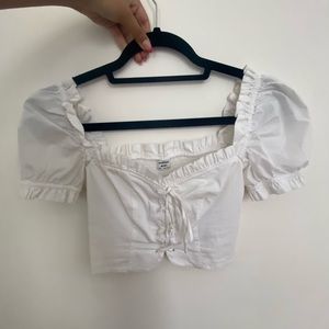 Aritzia White Puff Sleeve Top